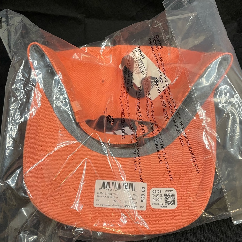 New Adidas Women's Saturday Relaxed Fit Adjustable Hat CORAL FUSION PINK/ WHITE - Picture 4 of 4